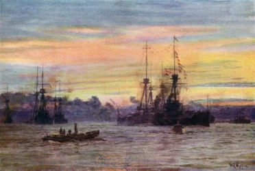 Dreadnoughts anchoring, 1912